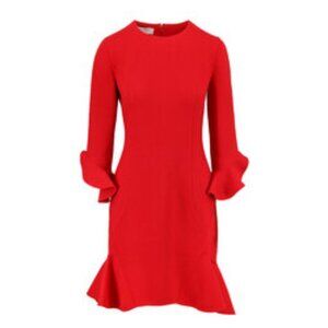 MICHAEL KORS COLLECTION ! Crimson Double-Faced Bouclé Flounce Hem Dress (US 8)